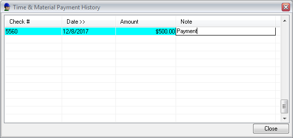 How to Enter Check/Payment History for a T&M Bill