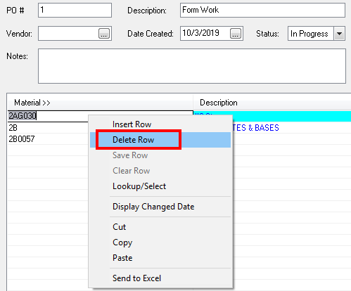 How to Delete Materials from a Purchase Order