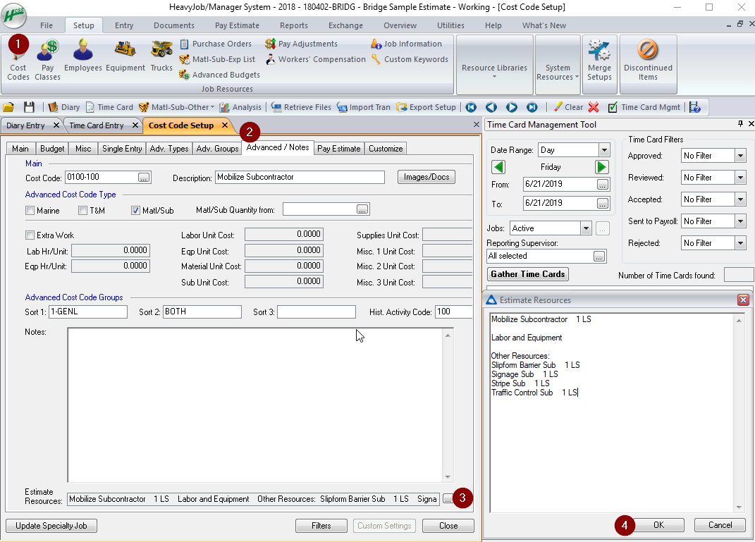 How To The Edit Estimate Resources Note For Cost Codes