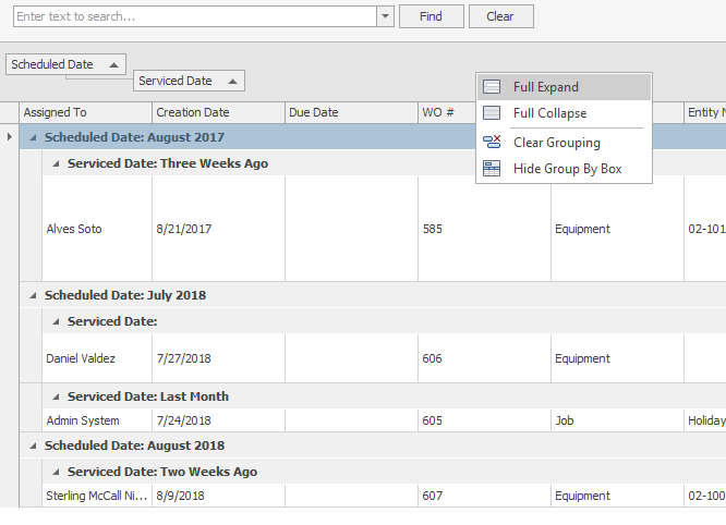 How to Expand or Collapse All Work Order Search Results