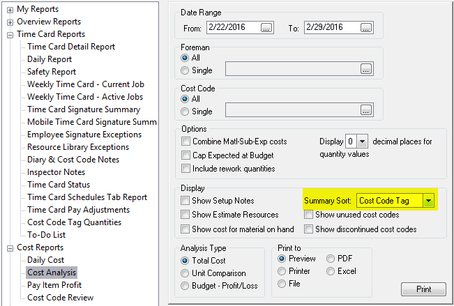 HeavyJob: How to Generate a Cost Report Sorted by Cost Code Tags