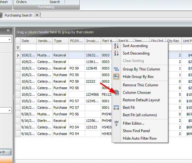 How to Search Receiving Records by Reference Number [Equipment 360]