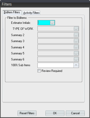 How to Filter Biditems by Estimator Initials