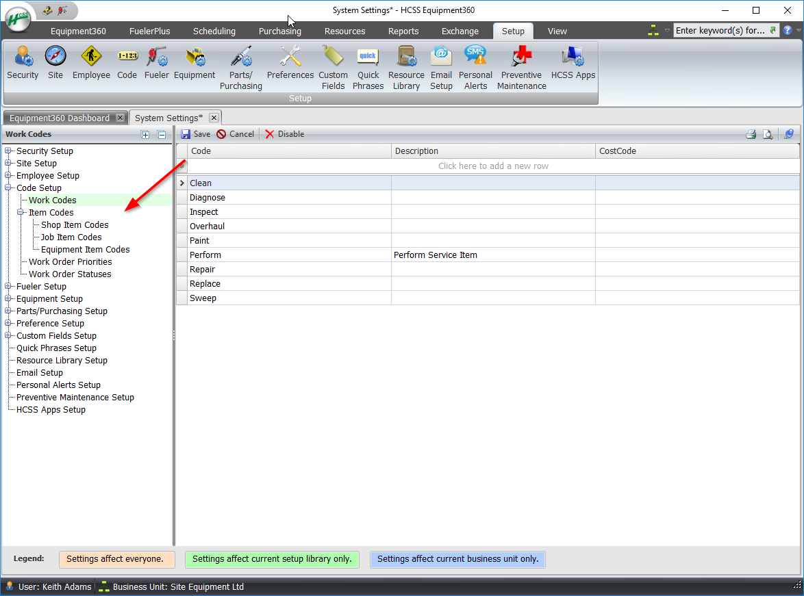How to Setup Cost Codes Within Work and Item Codes