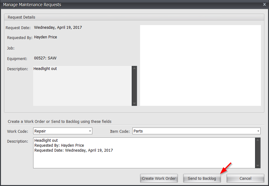 How to Send a Maintenance Request to Backlog
