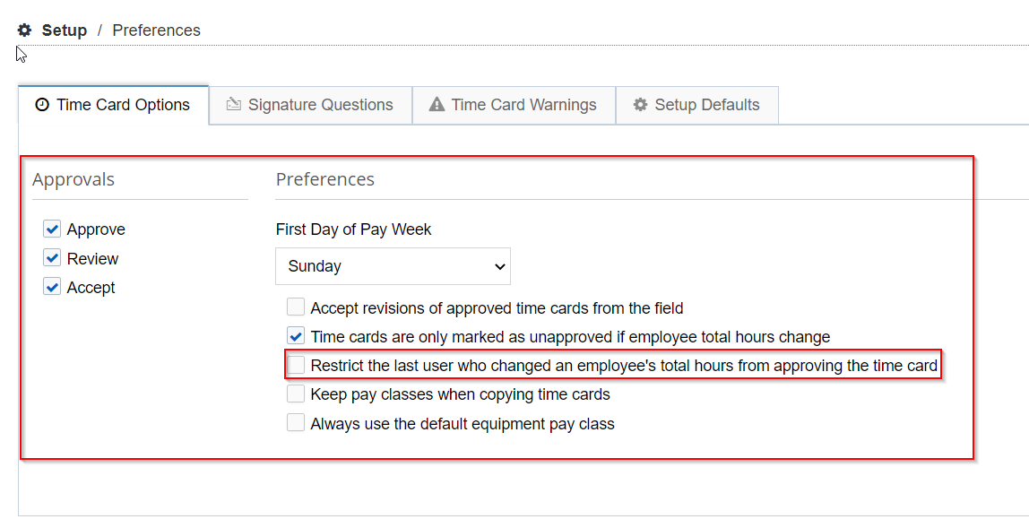 Unable to Approve a Time Card in HeavyJob Web