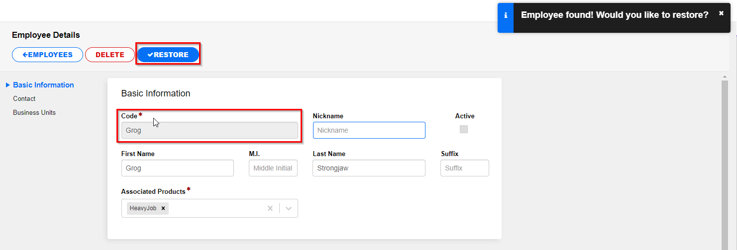 How to Restore an Employee in HCSS Setups
