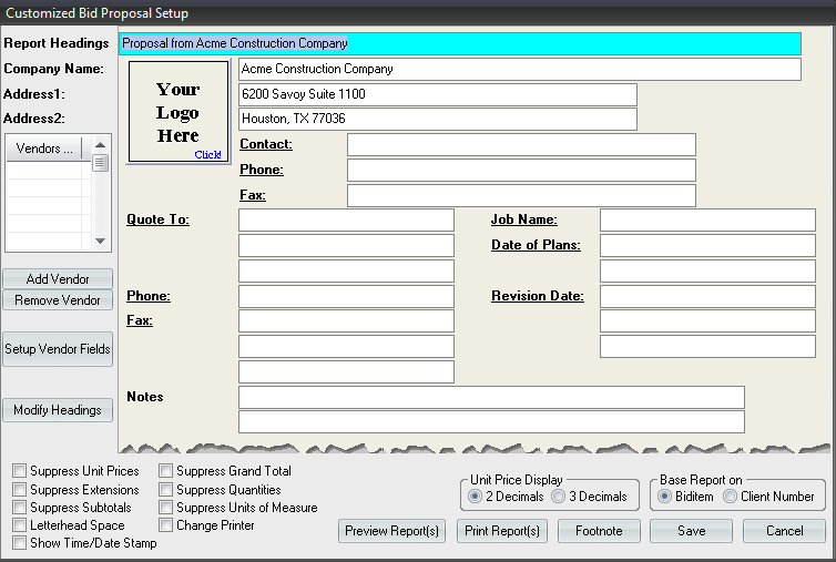 How to Generate a Customized Bid Proposal