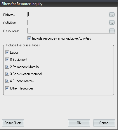 How to Filter Resources in the Resource Inquiry Screen
