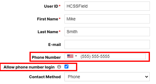 How to Allow Phone Number Login for HCSS Apps