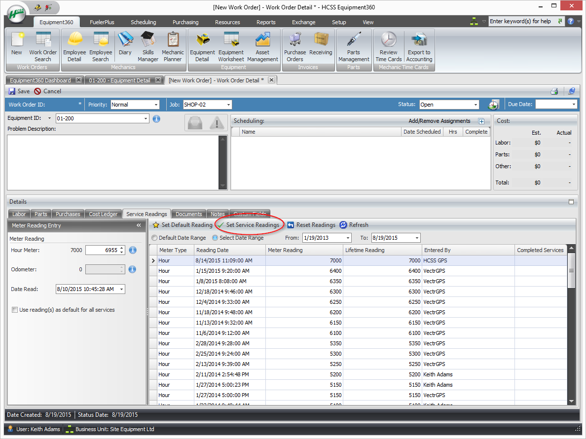 How to Enter a Service Reading for a PM Work Order