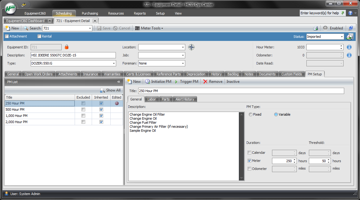 How to Initialize PMs (Preventative Maintenance)