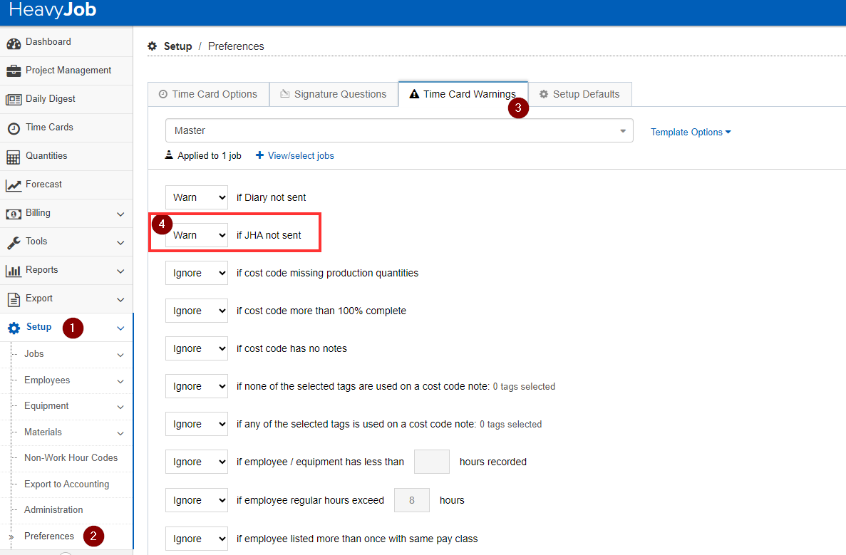 How to Setup a Time Card Warning to Require a JHA Be Submitted Prior to ...