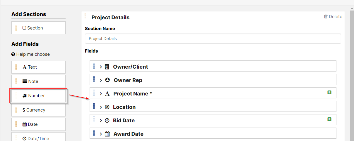 How to Add a Number Field to a Project