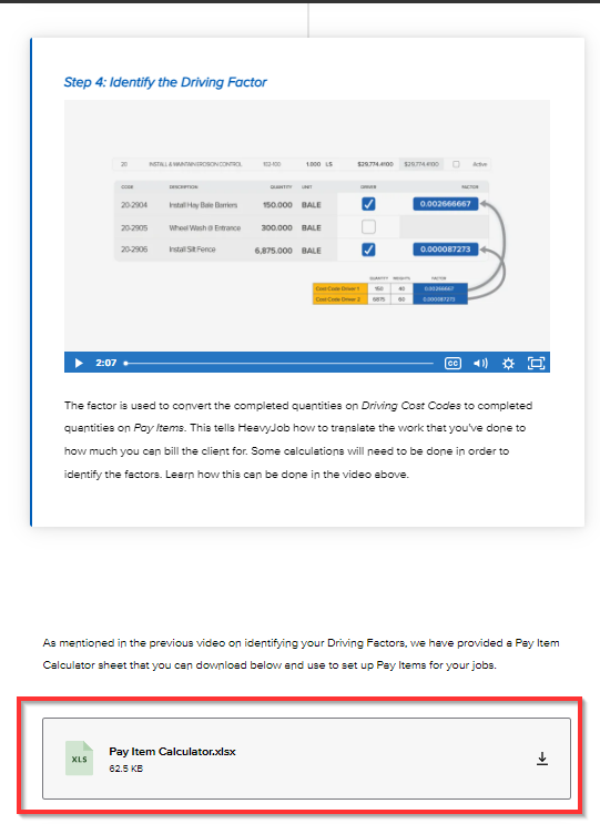 How to Calculate Driving Cost Code Factors in HeavyJob Web