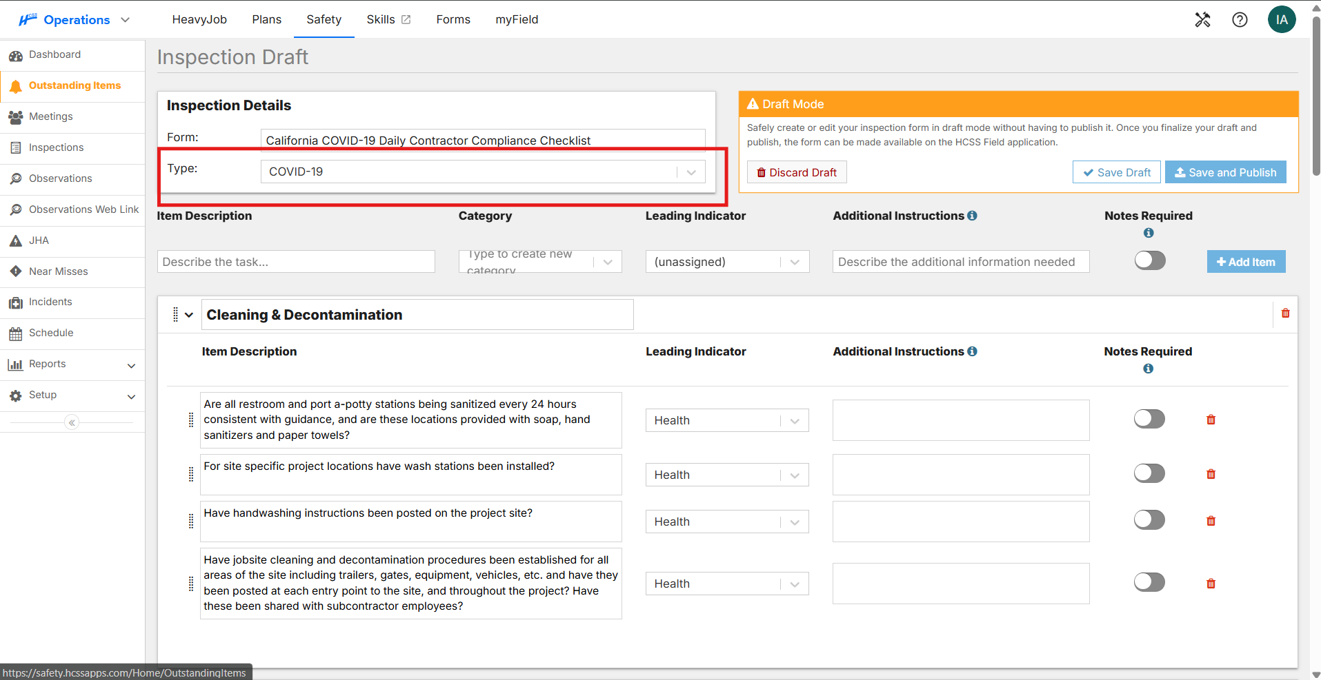 How to Change an Inspection Form Type