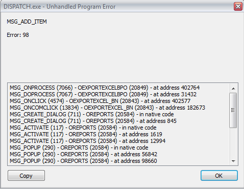 HCSS Dispatcher Cannot Export Reports to Excel
