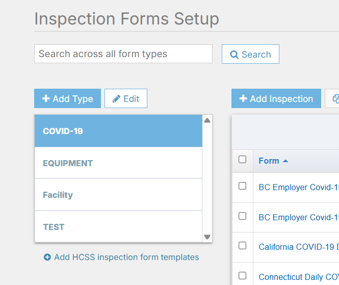 How to Add an HCSS Inspection Form Template