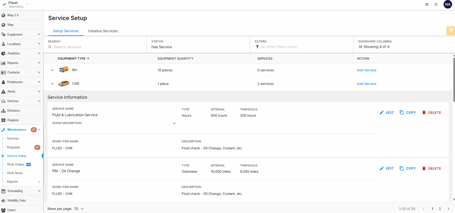 Overview: Service Setup in HCSS Fleet Maintenance